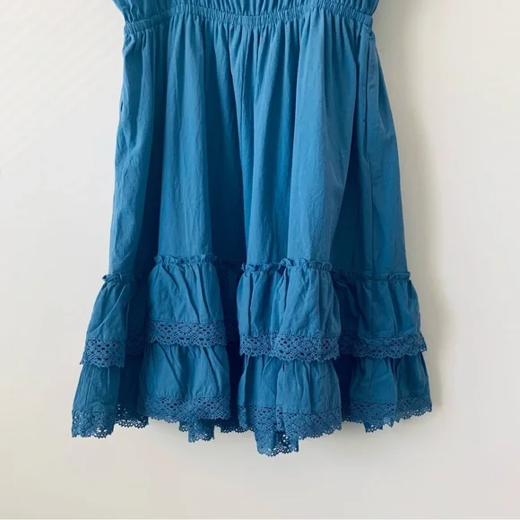 NWT Torrid Lace Trim Tiered Mini Dress Women’s 2X Blue Cottagecore Festival - Picture 7 of 10